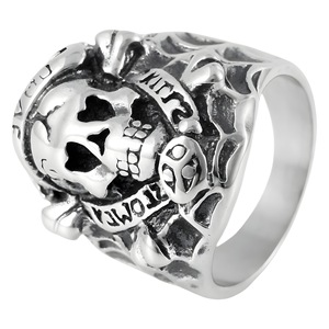 Anillo de calavera yunique para hombre, de acero inoxidable, estilo punk, color plateado, joyería retro, regalo, anillos de moda - Product Image 5