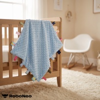 Couverture de sécurité pour bébé Lovey en lin biologique non toxique, écologique, vert sauge, grande, carrée, à pois minky, avec étiquette