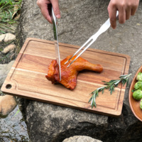 Ensemble de couteaux de cuisine d'assurance qualité d'usine Chef BBQ couteau à trancher va au lave-vaisselle avec fourchette à viande avec planche à découper en bois d'acacia