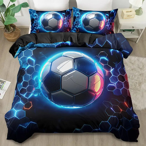 100% Microfiber Soccer Queen Bedding Set for Boys Golden Stadium Print <strong>Duvet</strong> <strong>Cover</strong> <strong>Football</strong> Fans Themed Home Textile Set 3PCS - Product Image 1