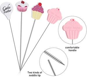 4 pièces testeur de gâteau aiguilles en acier inoxydable aiguilles de test de gâteau réutilisables testeur de gâteau pratique pour cuisine maison <span class=keywords><strong>boulangerie</strong></span> outils - Product Image 3