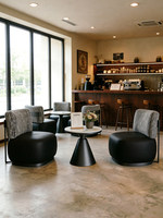 Ensemble de canapés modernes pour café et salon, mobilier de restaurant, tabouret individuel en cuir noir avec table d'appoint en marbre, ensemble de sièges pour café