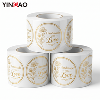 Autocollants PVC Yingao personnalisés, transparents, avec feuille d'or, imperméables, floraux, élégants, raffinés, classiques, intemporels, durables, en rouleau