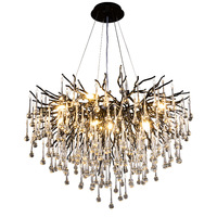 Luminaire français Lampe en cristal de luxe Goutte d'eau Branche d'arbre Salon Salle à manger Luxueuse Villa Lustre en cristal