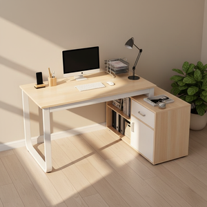 Escritorio de PC Nórdico en Forma de L, Grande <span class=keywords><strong>y</strong></span> Económico, para Estudio, Juegos, Montado en la Pared, para el Hogar, con Sillas Comerciales - Product Image 1