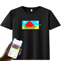 Vêtements lumineux à LED contrôlés par application, 100% coton, texte programmable, t-shirt LED à message défilant, t-shirt LED publicitaire