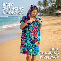 Poncho de surf en velours de coton imprimé sur mesure 400-450 GSM, teinture réactive, résistant à la décoloration, serviette de change à capuche pour la plage