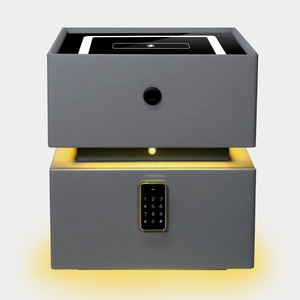 โต๊ะข้างเตียงอัจฉริยะสองชั้นไม้พร้อมล็อคลายนิ้วมือสำหรับห้องนั่งเล่นและห้องนอนตอนกลางคืนยืนอยู่ที่บ้าน - Product Image 3