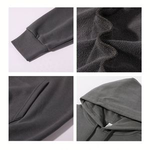 เสื้อฮู้ดผู้ชายผ้าฝ้าย 380GSM สำหรับออกกำลังกาย ปักโลโก้ มีกระเป๋าเสื้อ - Product Image 2
