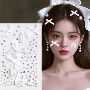 3D Black Bow Tattoo Stickers Waterproof Rhinestone <b>Gem</b> <b>Face</b> Decals for <b>Festival</b> Party Balletcore DIY Ribbon Tattoo Sheets - Product Image 6