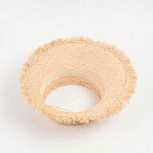 Sombrero de Paja Rafia de Ala Ancha con Borde Deshilachado, Estilo Veraniego, para Mujer, Playa, Salvavidas, Viajes - Product Image 5