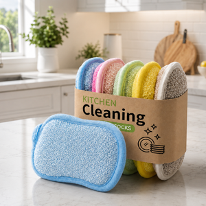 Éponge de nettoyage en microfibre absorbante à double face pour la cuisine domestique, réutilisable, marque privée - Product Image 1