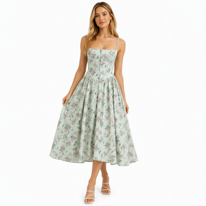 Nouvelle Robe <span class=keywords><strong>YOYO</strong></span> Vintage X-type Taille Haute Style Européen et Américain à Motifs Floraux Sans Manches Col Carré Vêtements Femme 2025 - Product Image 3
