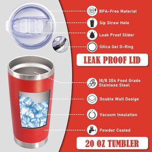 Gobelet isotherme de voyage en acier inoxydable de 20 oz avec couvercle, double paroi sous vide, noir, isolation thermique de 6 à 12 heures - Product Image 3