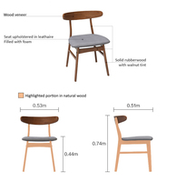 Ensemble de chaises de salle à manger en bois massif moderne - Chaises en bois durables de qualité commerciale avec siège en tissu et pieds en bois de caoutchouc pour restaurant hôtel