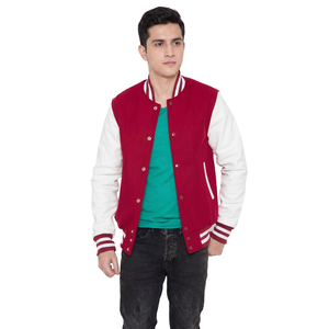 Fashionable Custom Printed Front Logo <b>Long</b> Sleeve <b>Men's</b> Varsity Letterman <b>Jacket</b> 100% Cotton Breathable Winter - Product Image 1