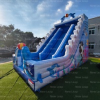 Nouveau château gonflable commercial Leap de 26 pieds sur le thème du dauphin, toboggan gonflable, château de jeu pour jeux en plein air