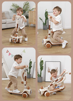 Trottinette pour enfants 3 en 1, 1 à 6 ans, avec barre de poussée, draisienne, pliable, réglable, 3 roues lumineuses, direction intégrée