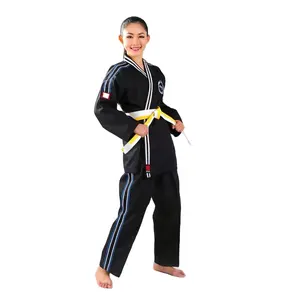 ราคาถูกสีขาวสีฟ้าสีแดงสีดำ Taekwondo Dobok Kimono Taekwondo Uniform