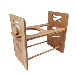 Alimentador de bambu para animais de estimação, altura saudável da natureza, subolmação ajustável, tigela do cão com suporte - Product Image 3
