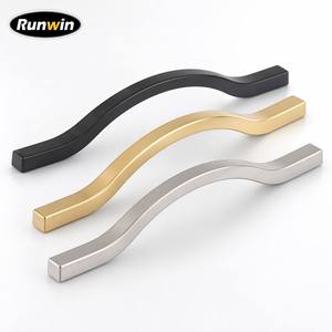Elegant Curved Matt <strong>Black</strong> Aluminum Alloy 96/128mm Modern Kitchen Cabinet <strong>Drawer</strong> OEM Factory High Quality Furniture Handle Pull - Product Image 1
