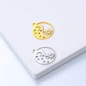 Creativity stainless steel Tai Chi Sun Moon Star DIY Hollow-out sun and moon jewelry pendant charms