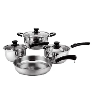 Manufacturer Wholesale Kitchen Ware 201 Stainless Steel 7pcs Cooking Pots And Pans Nonstick Cookware Sets