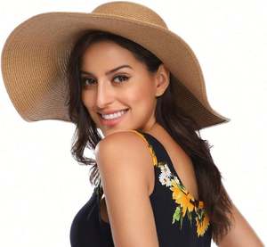 Sombrero de Paja 100% Natural, Diseño Personalizado, Transpirable, Protección Solar, Talla Ajustable, Unisex, Patrón a Rayas, para Vacaciones en la Playa - Product Image 3