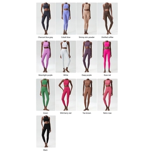 ชุดออกกำลังกายโยคะวิ่งสองชิ้นสำหรับผู้หญิงไซส์ใหญ่ แบบไขว้หลัง ลายทางวิลโลว์ ผ้าเนื้อยืดสีพื้นสำหรับฤดูร้อน - Product Image 5