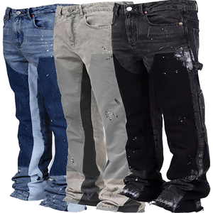 Pantalones acampanados personalizados para hombre, ropa de calle Vintage de alta calidad, pantalones <span class=keywords><strong>vaqueros</strong></span> acampanados personalizados con pintura de grafiti - Product Image 2