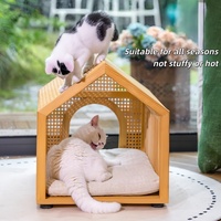 Lit de chat en rotin PVC haut de gamme forme rectangulaire monocouche Pet-Safe Scratch-Resistant Space-Saving Factory Wholesale