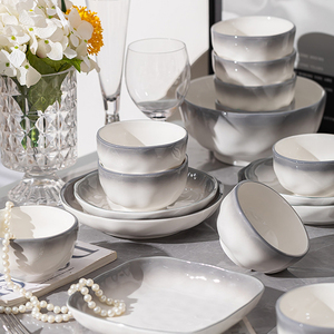 Service <span class=keywords><strong>de</strong></span> table en céramique grise 60 pièces, ensembles <span class=keywords><strong>de</strong></span> bols et d'assiettes en porcelaine, cadeau <span class=keywords><strong>de</strong></span> mariage, pour 12 personnes, <span class=keywords><strong>vaisselle</strong></span> en céramique - Product Image 6