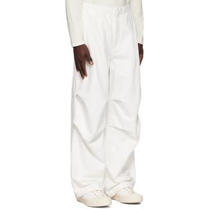 Custom <b>Men</b> <b>White</b> Loose Drawstring Denim Trousers Elastic Waistband Zip Fly 100% Cotton <b>Jean</b> Pants - Product Image 3