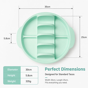 Plato para Tacos con Soporte, 4 Ranuras Onduladas para Mantener los Tacos Verticales, Antiderrames, Soporte de Silicona para Tacos, Grado Alimenticio, Libre de BPA, Resistente al Calor - Product Image 2