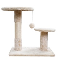 Arbre à chat compact avec structure d'escalade, maisonnette pour chat, plateformes de saut, griffoirs et balle