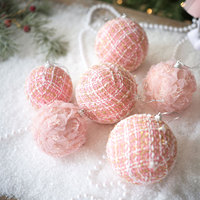 Décorations de Noël : Assortiment DIY de boules et ornements de Noël en mousse rose style exquis – Fabriqué en Chine