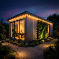 Conteneur de luxe écologique en acier inoxydable, design biophilique durable pour bureau, villa préfabriquée, hôtel, studio de jardin