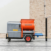 Machine de pulvérisation de mortier tout-en-un à roues, haute efficacité, avec trémie de 100 L et distance de projection de 40 m pour le mélange de ciment et de plâtre