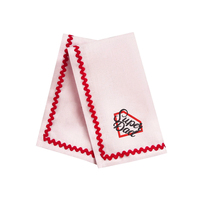 Serviettes de table en lin personnalisées avec logo brodé, carrées, avec bordure brodée, dessous de plat