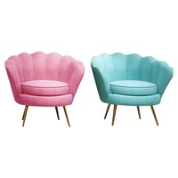NOVA 21DGSC051 — fauteuil en forme de coquille et velours rose, pieds en bois massif confortables, Style nordique, canapé de café