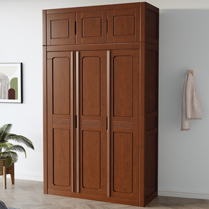 Armoire en bois massif, style chinois moderne, 345 portes à charnières, gain de place, rangement pour chambre à coucher, usage adulte - Product Image 3