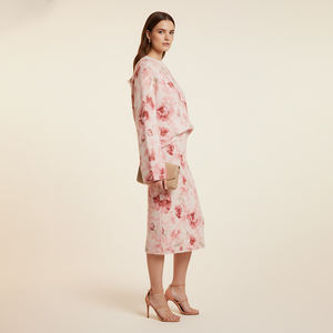 Set Maglione e Gonna Midi da Donna in Lana e Mohair con Motivo Floreale Jacquard, Vestibilità Comoda - Product Image 4