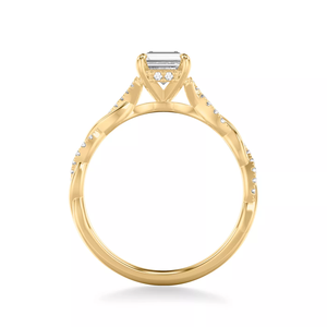 แหวนหมั้นเพชรทรง Asscher ขนาด 1-5 กะรัต ทอง 10K 14K 18K เพชรเพาะเลี้ยงในห้องปฏิบัติการ ดีไซน์ก้านบิดประดับเพชรด้านข้าง พร้อมใบรับรอง IGI - Product Image 4