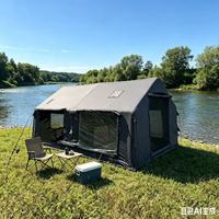 Tente imperméable en coton TC double couche quatre saisons avec ouverture automatique rapide, capacité de 6 à 10 personnes pour une utilisation en extérieur