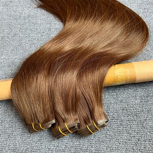 Clip trong phần mở rộng tóc #4 Nâu 100% thực sự củ<span class=keywords><strong>a</strong></span> con người tóc PU sợi ngang 7pcs Clip Ins thẳng tóc con người extentions - Product Image 5