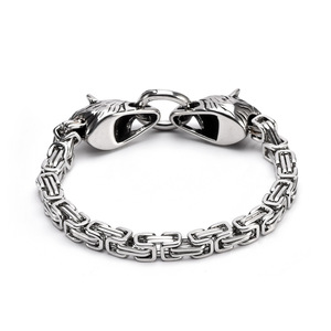 Personalized Men's Stainless Steel Vintage Chain Wristband Viking Fury <strong>Wolf</strong> Design Bracelet Gift <strong>Jewelry</strong> Wholesale - Product Image 2