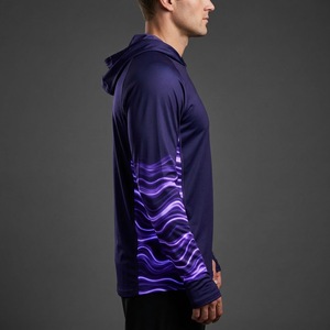Men's Custom Printed Sublimated UPF50 Quick Dry Performance 100%Polyester 140g Long Sleeve <b>Hooded</b> Pullover Fishing <b>Shirt</b> OEM - Product Image 4