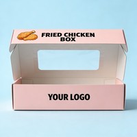 Boîtes d'emballage personnalisées pour poulet frit, jetables, pour la restauration rapide, à emporter, pour poulet et frites, impression numérique avec fenêtre