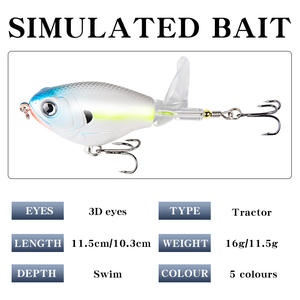 Nuevo Señuelo de Pesca Little Fat Propeller Popper de 11.5g 16g para Pesca de Lubina en Superficie con Anzuelo Triple Reforzado - Product Image 6