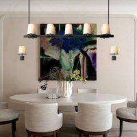 Lustre rectangulaire moderne en laiton brossé avec abat-jour en tissu, style américain, décoration de la maison, salle à manger, luxe